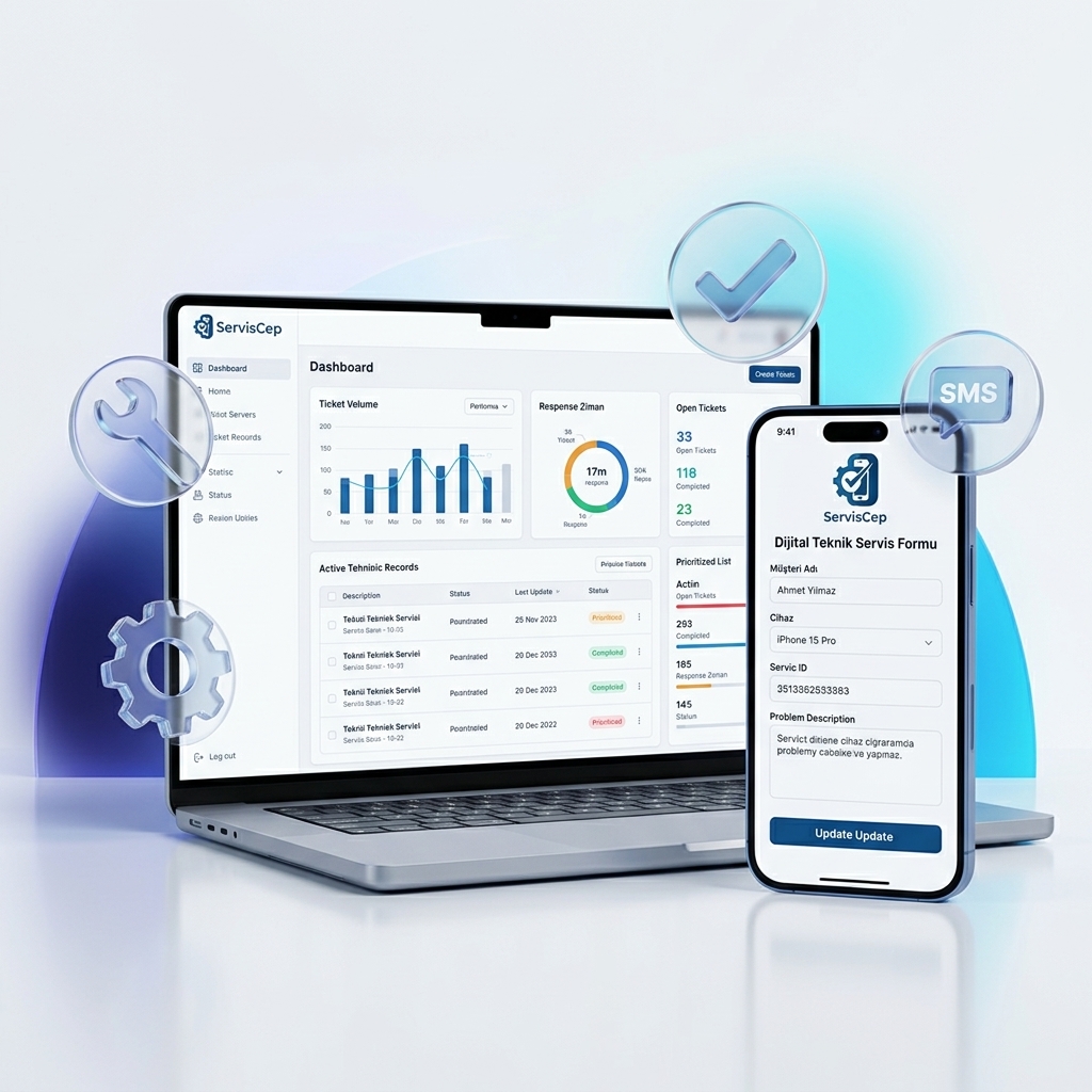 ServisCep Masaüstü ve Mobil Teknik Servis Yönetimi ve Cihaz Takip Programı